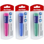 Точилка пластиковая с ластиком Berlingo «Supertwist» 1 отверстие, блистер, ассорти
