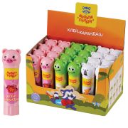 Клей-карандаш Мульти-Пульти «Зверята: Свинка, Лягушка, Белый медведь», 09г, колпачок в форме животного, ПВП