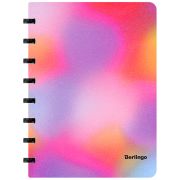 Бизнес-тетрадь А5+, 80л., Berlingo «Gradient», глиттер-эффект, клетка, на кольцах, с возм. замены блока, 80г/м2, пластик. обл. 700мкм, линейка-закл.