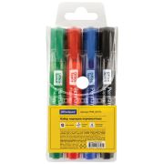 Набор маркеров перманентных OfficeSpace «8004А» 04цв., пулевидный, 3мм, чехол с европодвесом