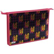 Папка для тетрадей 2 отделения А4 ArtSpace «Love», пластик, фольга, на молнии