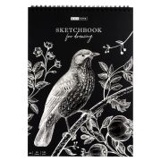 Скетчбук 20л., А4 ArtSpace «Black line. Bird», на гребне, черный блок, 120г/м2