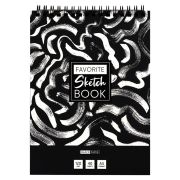 Скетчбук 40л., А5 ArtSpace «Black line. Strokes», на гребне, черный блок, 120г/м2