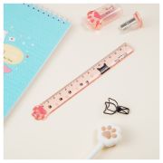 Линейка 15см MESHU «Paw», пластиковая, тонированная, с блестками, европодвес