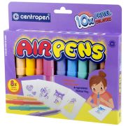 Фломастеры воздушные Centropen «AirPens Pastel», 10цв.+8 трафаретов, картон. упаковка, европодвес