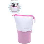 Пенал-стакан 1 отделение, 170*75 Berlingo «Pink case», вельвет, экокожа