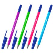 Ручка шариковая BRAUBERG «M-500 NEON», СИНЯЯ, корпус ассорти, узел 0,7 мм, линия письма 0,35 мм, 143452