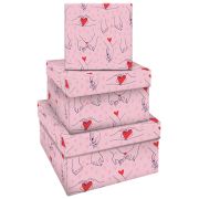 Набор квадратных коробок 3в1, MESHU «Falling in love», (19,5*19,5*11-15,5*15,5*9см)