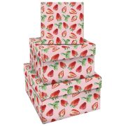 Набор квадратных коробок 3в1, MESHU «Strawberry», (19,5*19,5*11-15,5*15,5*9см)