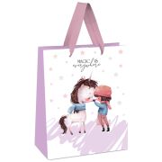 Пакет подарочный 11*14*6,5см MESHU «Magic is everywhere», отд. фольгой, белый крафт