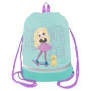 Мешок для обуви 1 отделение Berlingo «Pretty girl», 400*480мм, расширяющееся дно, светоотражающая лента, карман на молнии